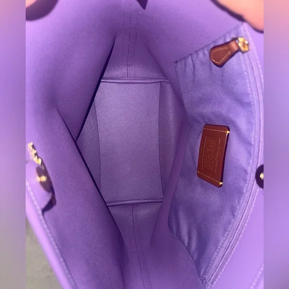Coach Tan and Purple Shoulder Bag - Picture 3 of 5